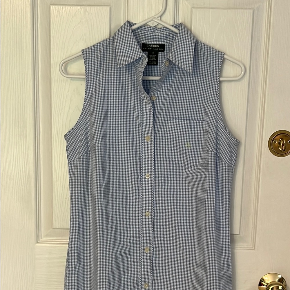 Ralph Lauren Light Blue Checkered Sleeveless Dress
